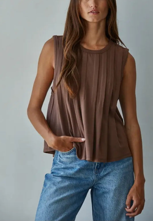 Knit Rayon Spandex Jersey Round Neck Sleeveless Top