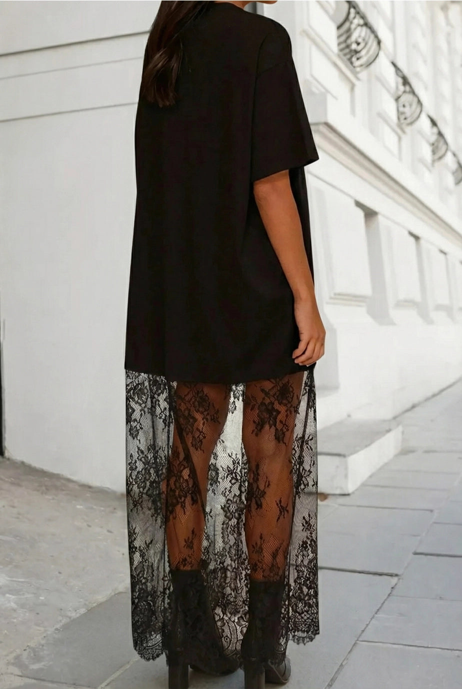 Short Sleeve Maxi Dress & Lace