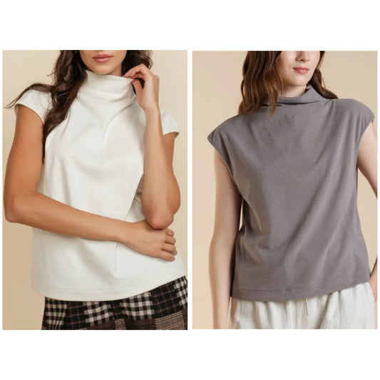 Soft Knit Mock Neck Sleeveless Top