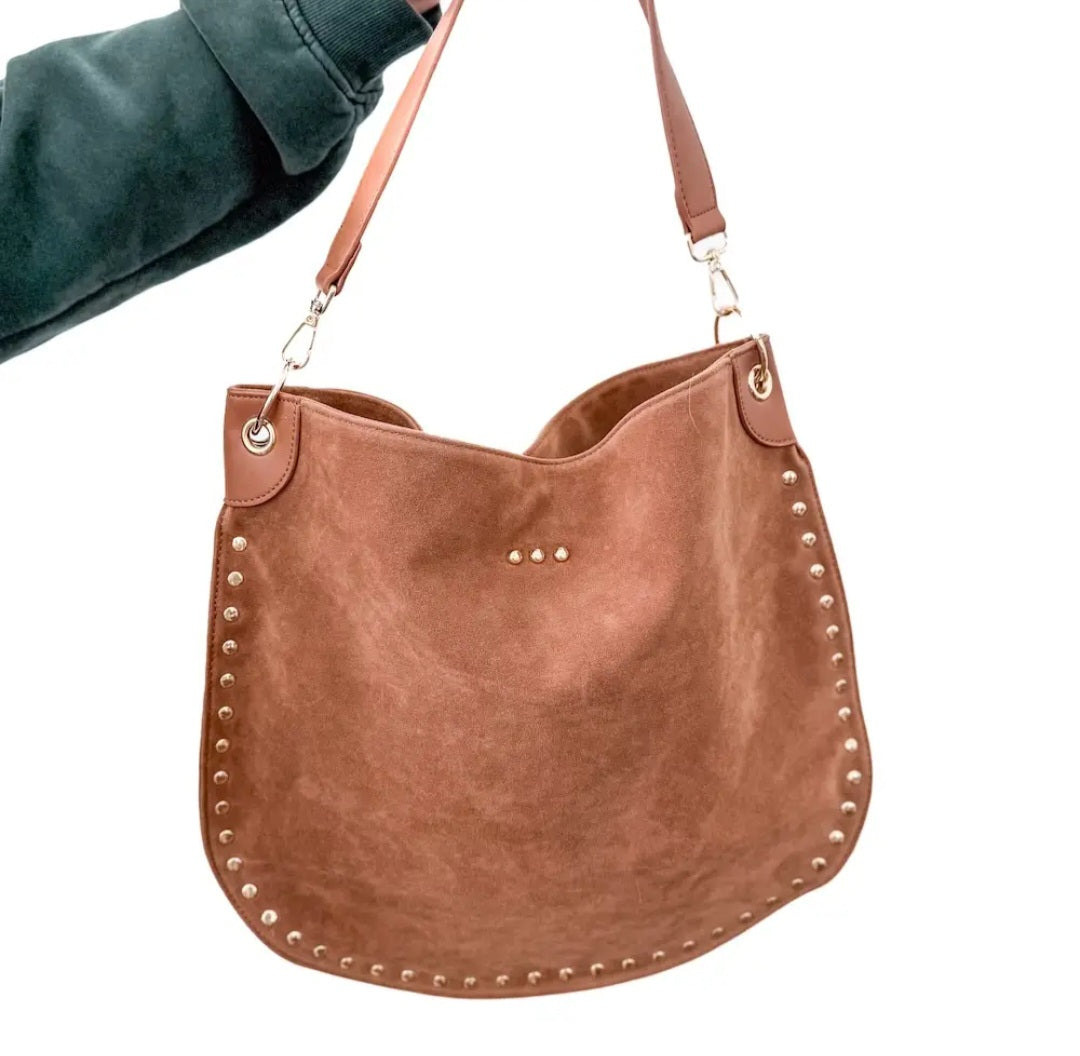 The Rosalie Rivet Suede Hobo Bag