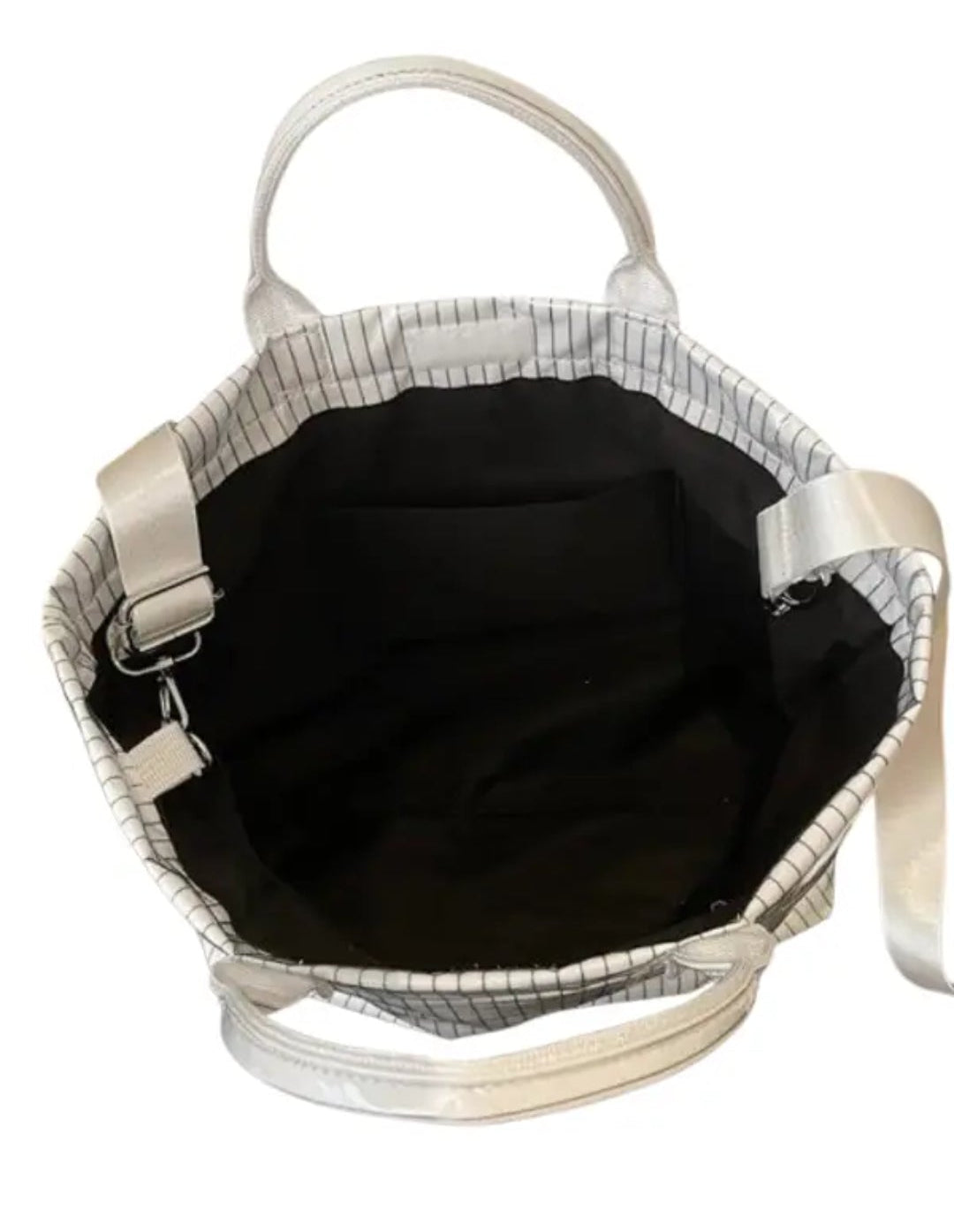 Black Vinyl Tote Bag with Strap