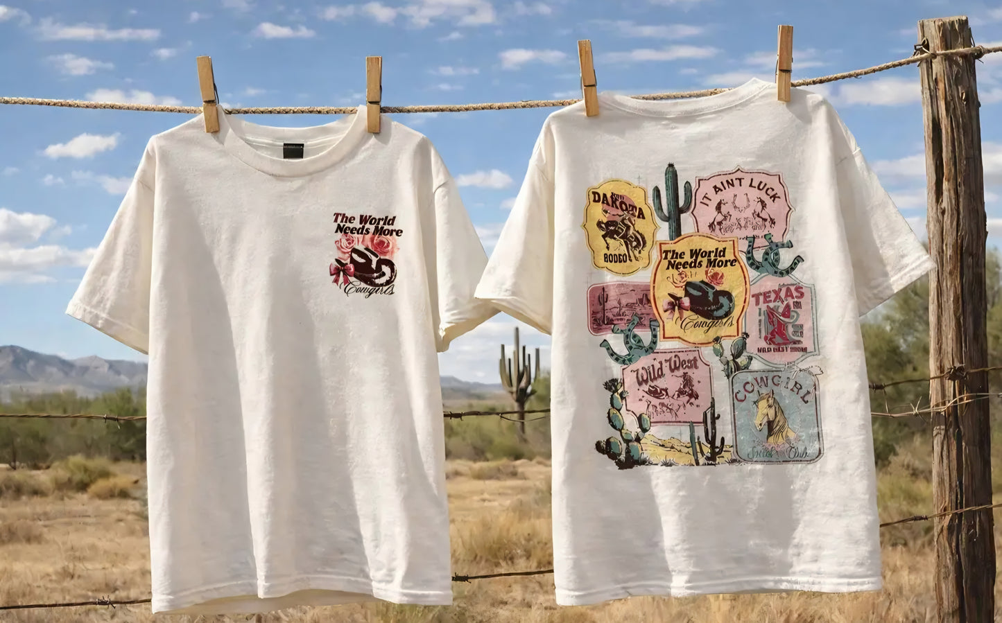 More Cowairls Front + Back Printed Western T-Shirt