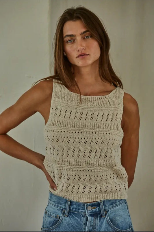 Knit Sweater See Through Sleeveless Top