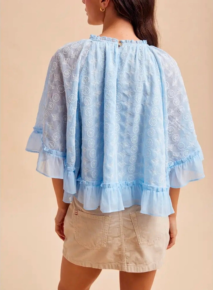 Embroidered Cape Top