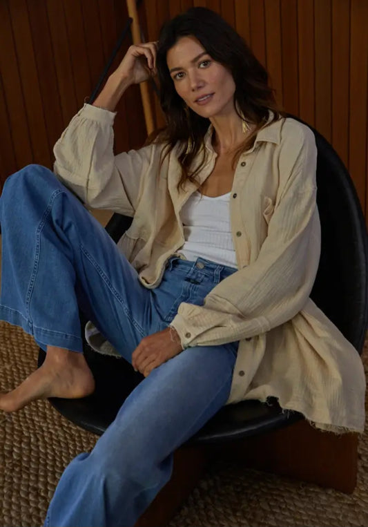 Woven Cotton Gauze Oversized Shirt Tunic