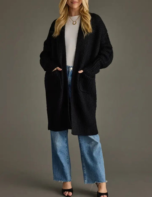 Black Cable Knit Cardigan