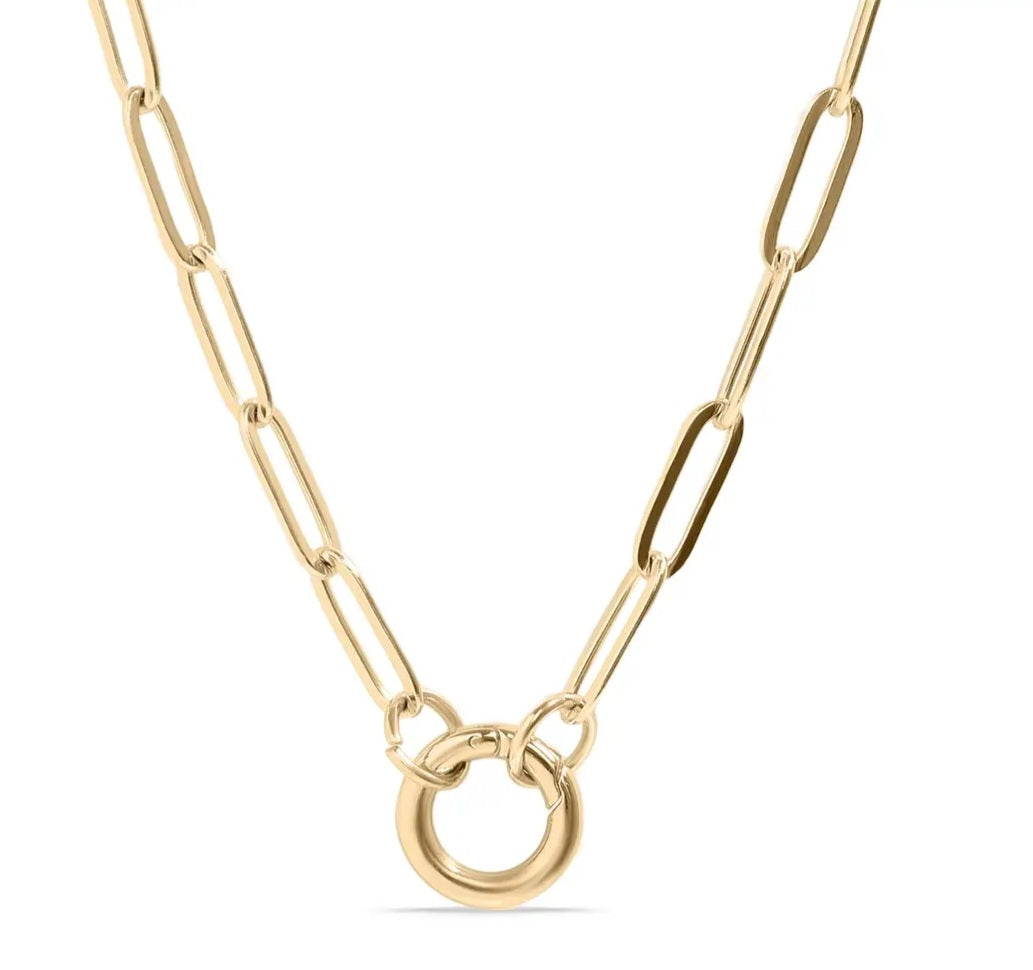 Stainless Steel Paperclip Carabiner Charm Holder Necklace