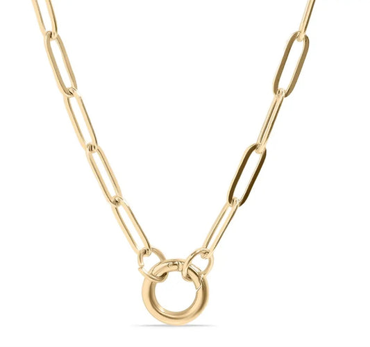 Stainless Steel Paperclip Carabiner Charm Holder Necklace