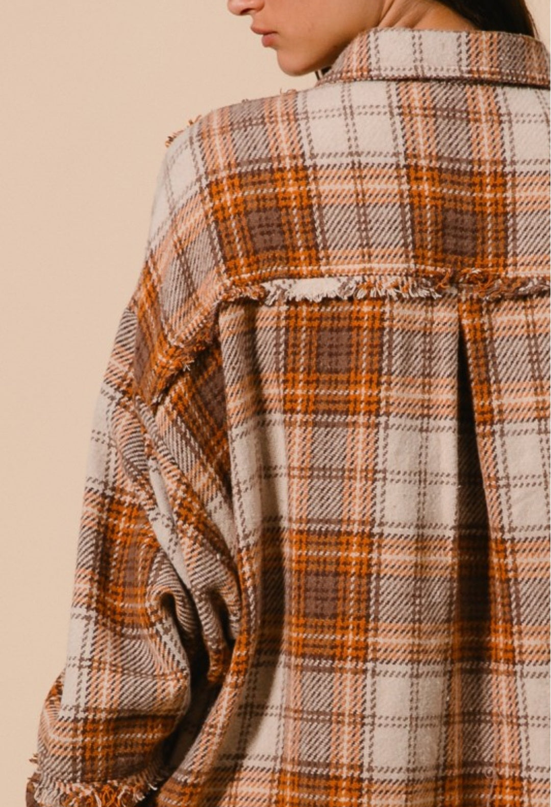Woven Frayed Edge Shacket