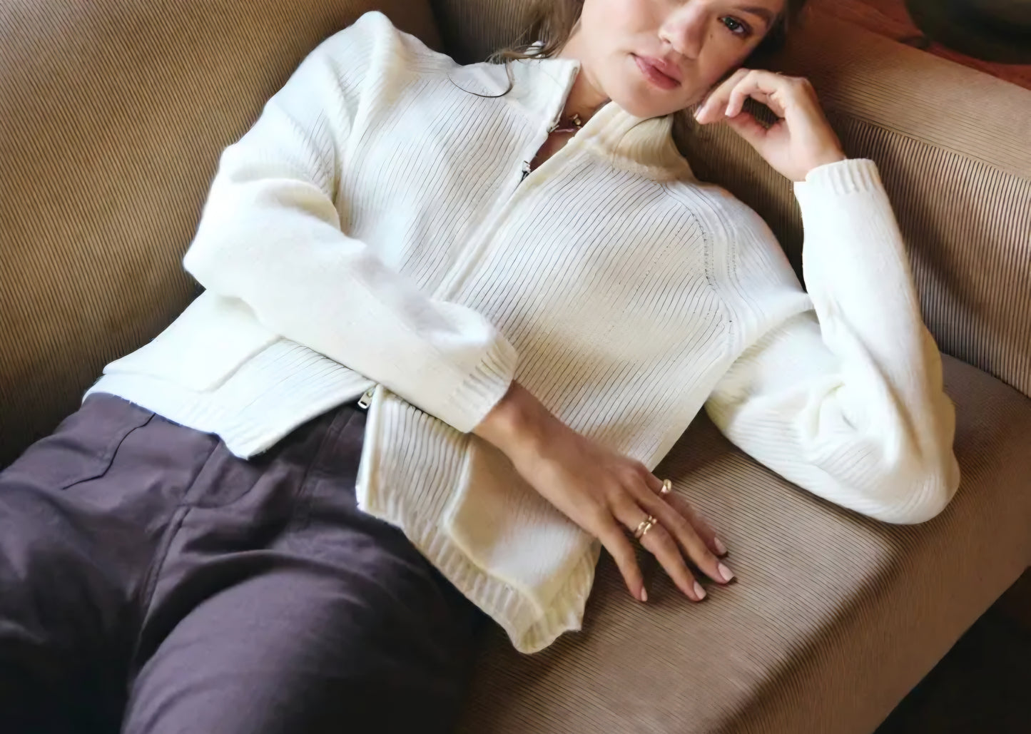 Simple Comfort 2-WAY Zip Everyday Sweater Jacket with Pocket