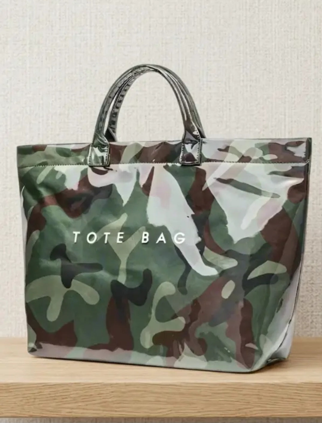 Camo Print Vinyl Tote Bag