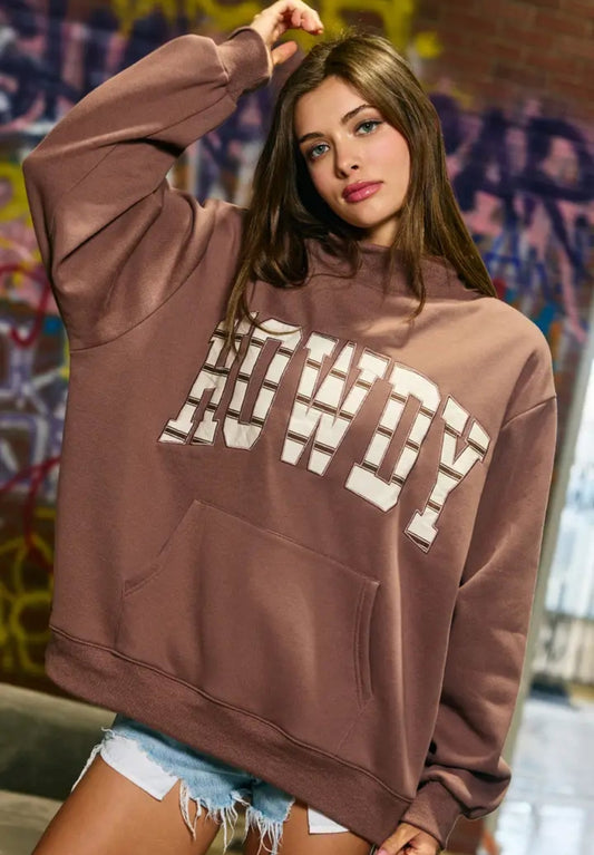 'Howdy' Mock-Neck Sweatshirt