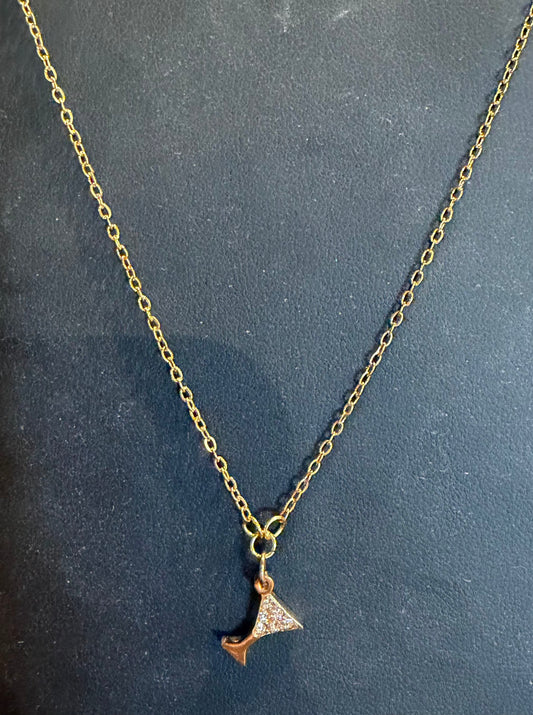 Martini Gold Plated Necklace with Gemstones