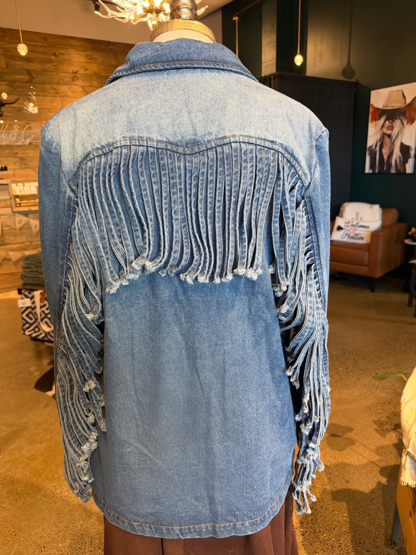 The Perry Fringed Denim Blazer