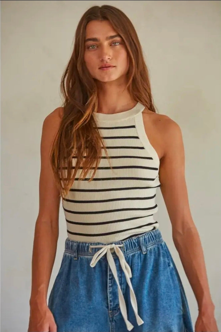 Knit Ribbed Striped Tank Top