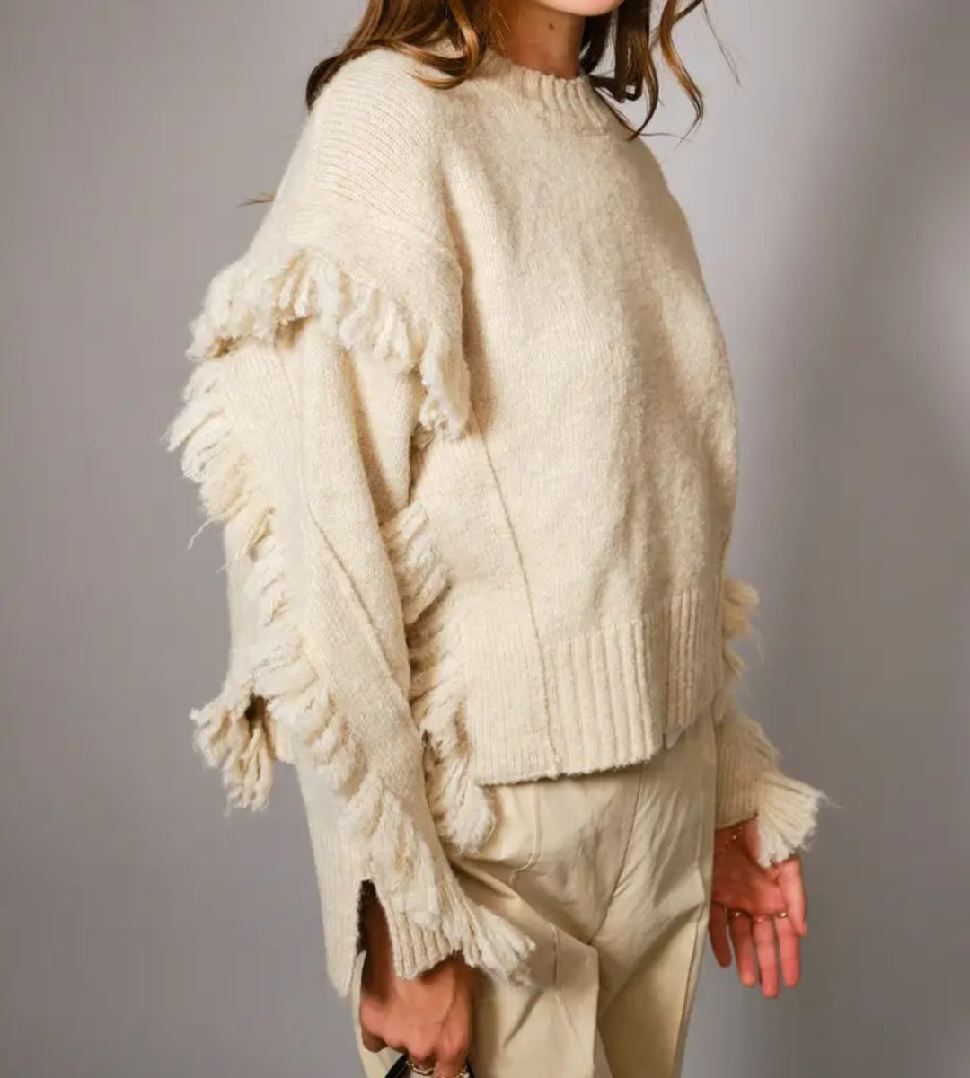 Fringe Sleeve Detail Sweater