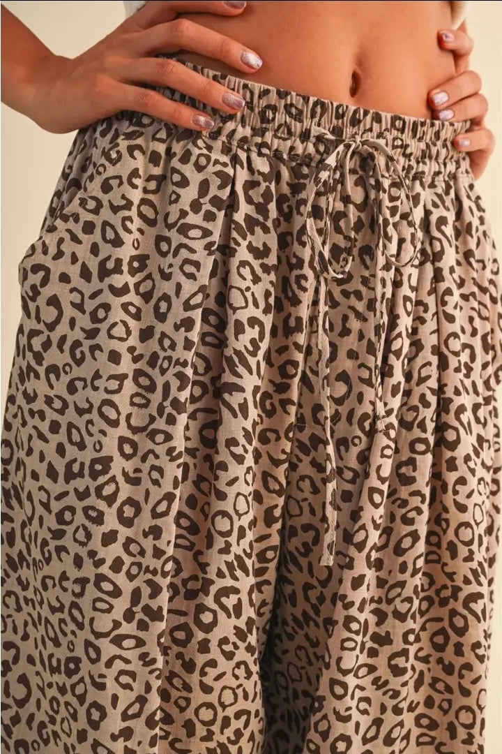 Leopard Gauze Relaxed Fit Balloon Pants