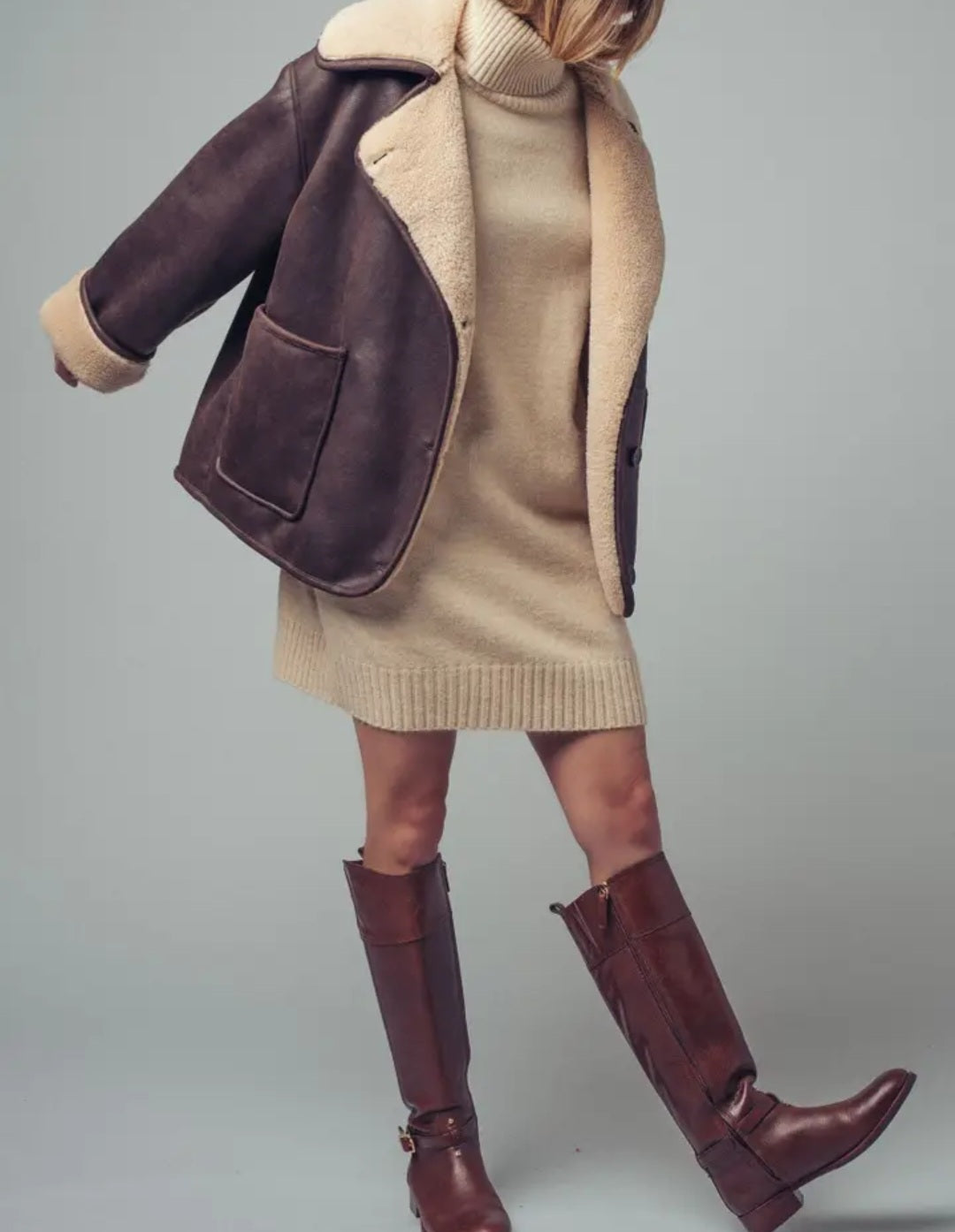 Turtleneck Oversized Knit Sweater Dress