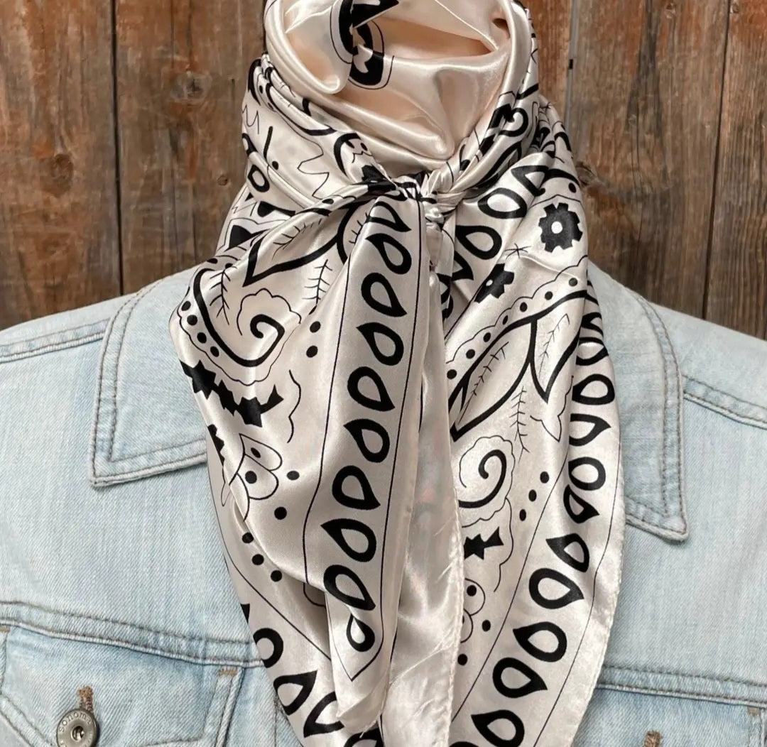 Cream & Black Paisley Wild Raq/Scarf