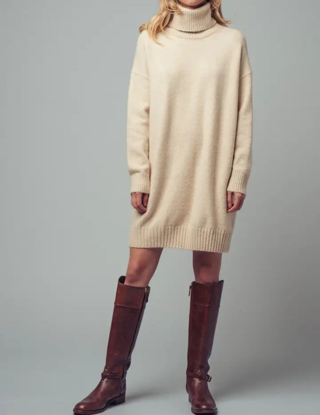 Turtleneck Oversized Knit Sweater Dress