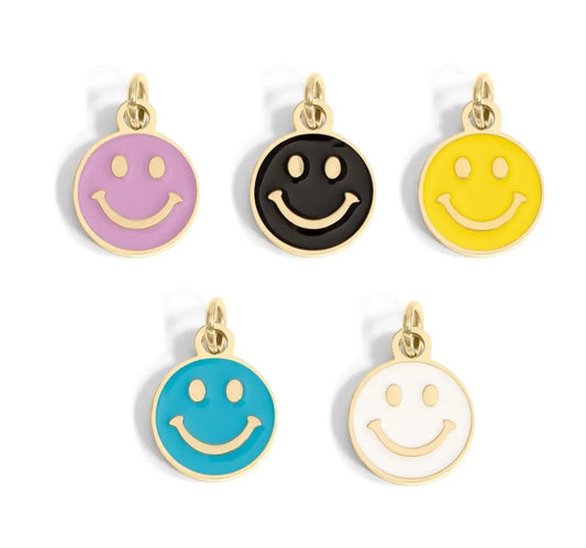 18K Gold Pvd Epoxy Smiley Face Charm