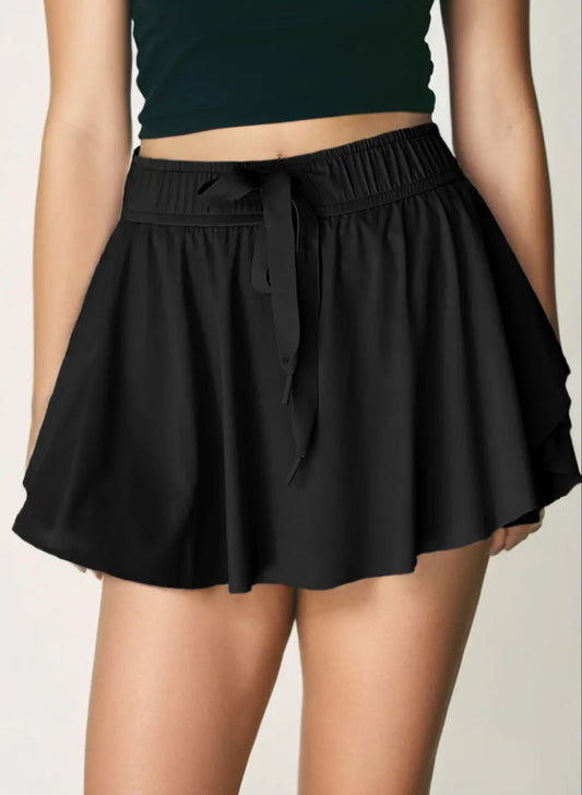 Drawstring High Waist Lined Tennis Skorts