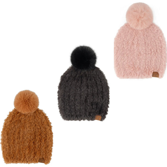 FAUX FUR POM BEANIE by CC