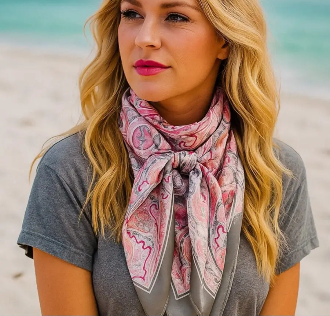 Pink & Gray Paisley Wild Rag/ Scarf