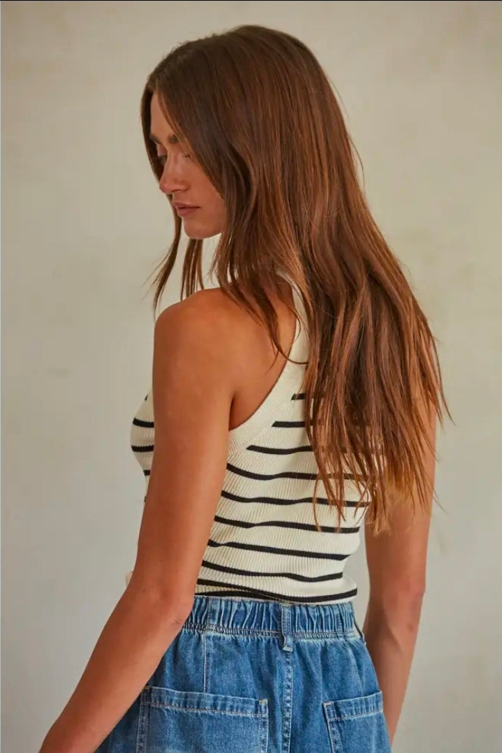 Knit Ribbed Striped Tank Top