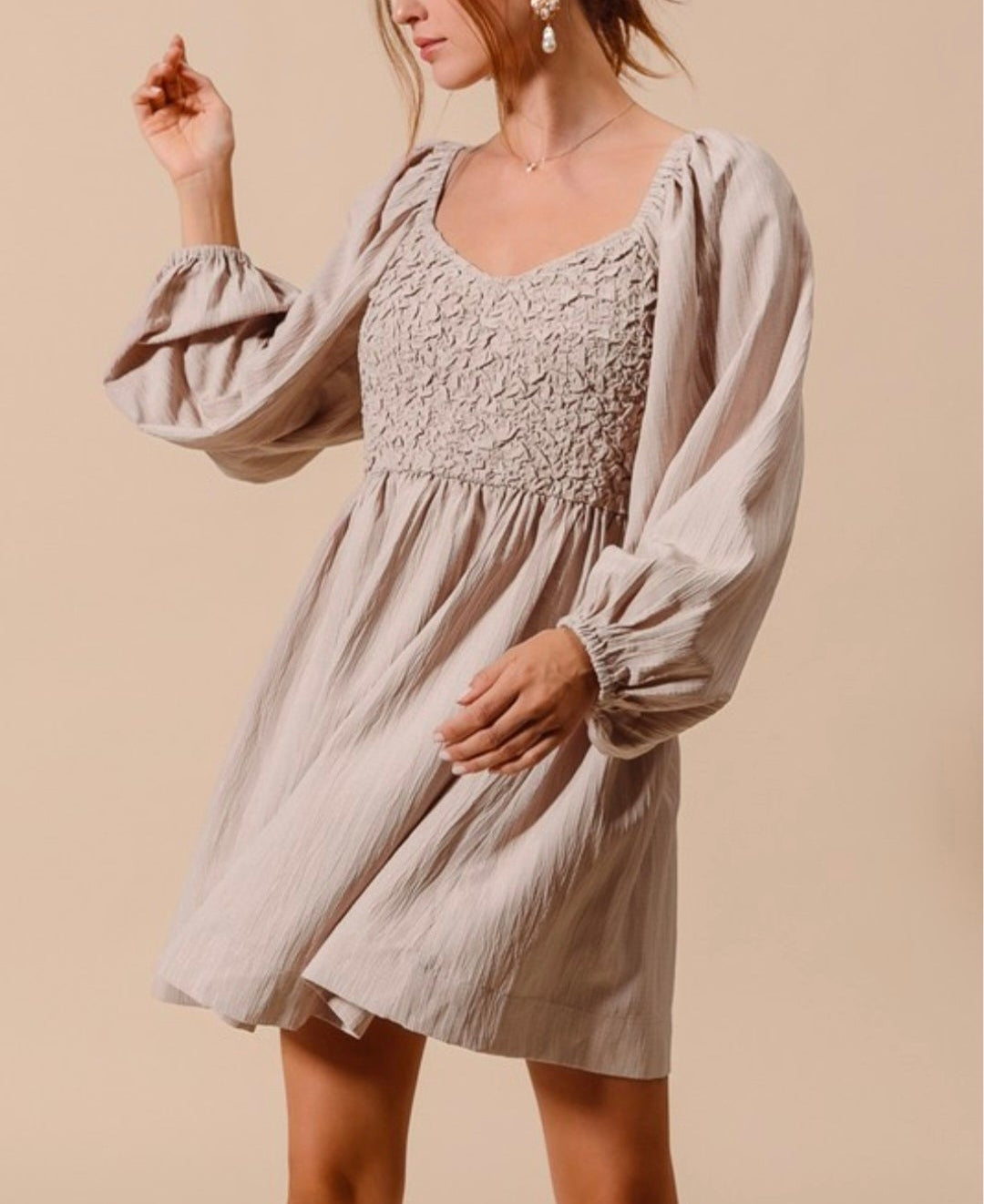 Textured Woven Smocked Dress