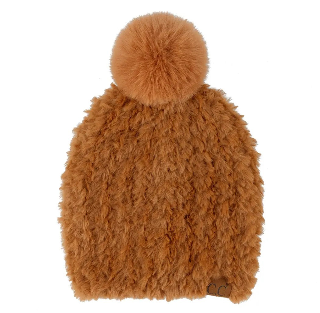 FAUX FUR POM BEANIE by CC
