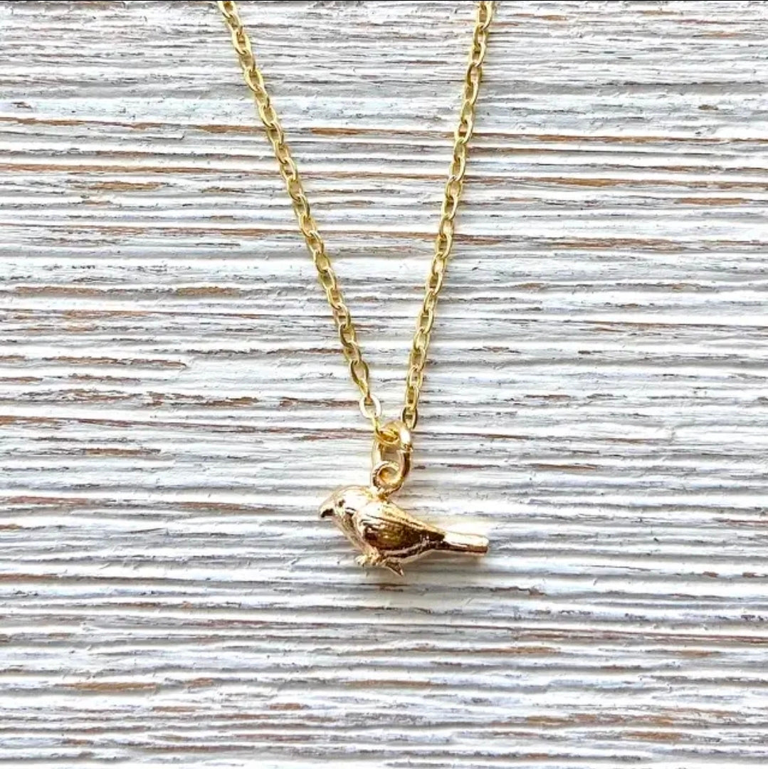 Gold Dainty Bird Necklace
