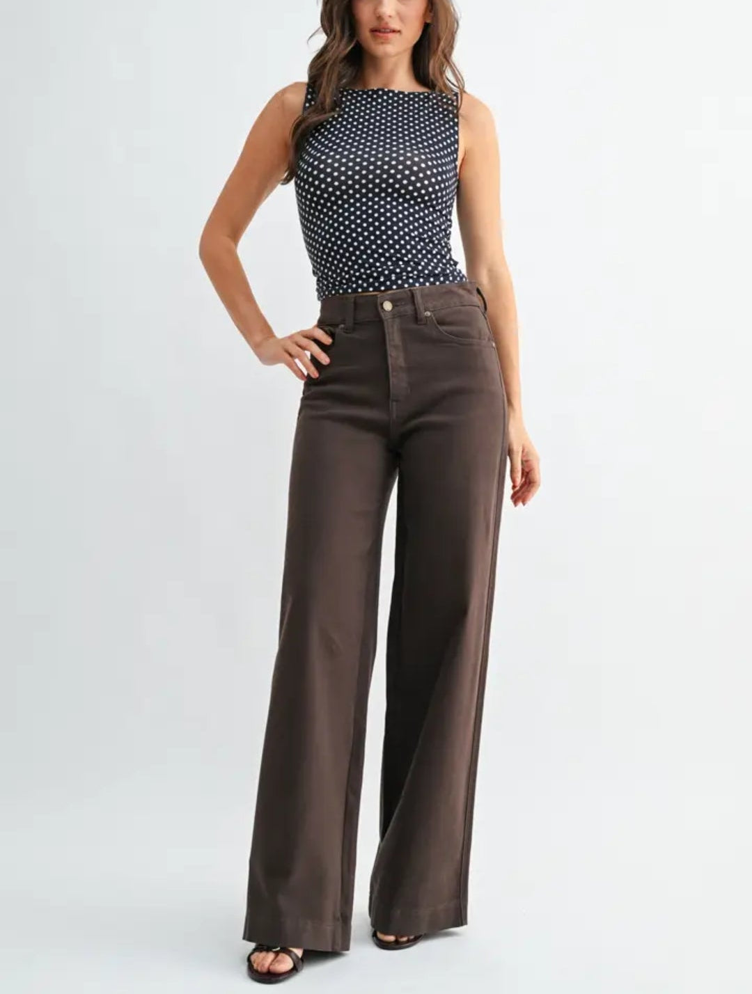 Dark Brown High Rise Wide Leg
