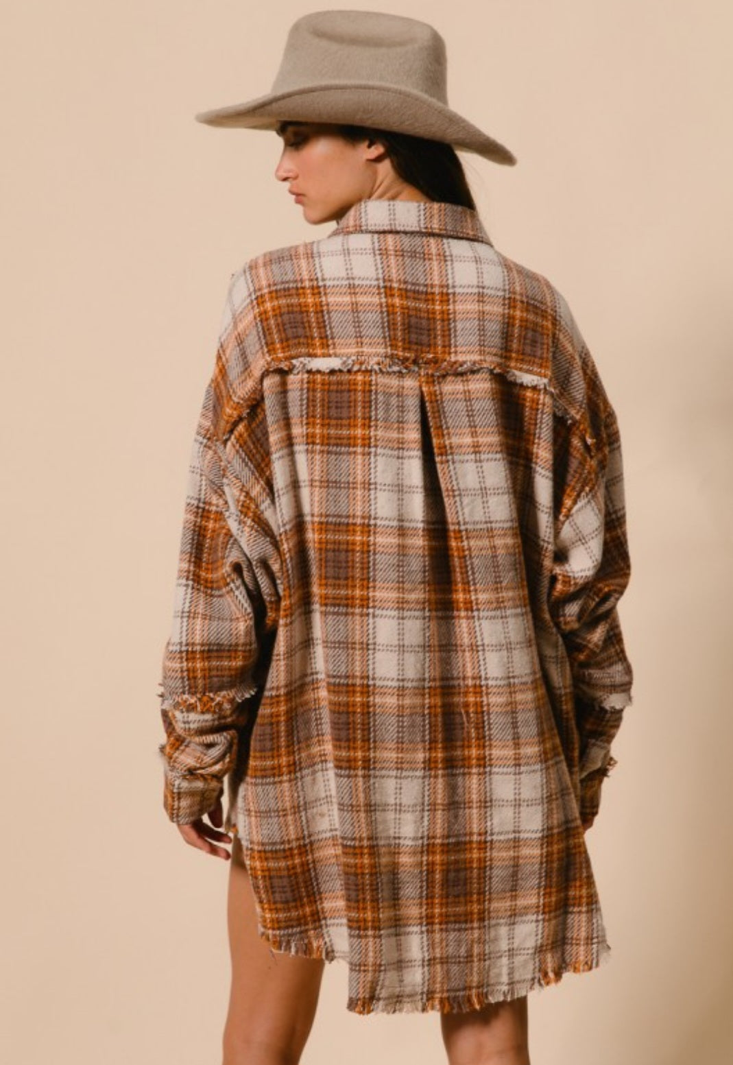 Woven Frayed Edge Shacket