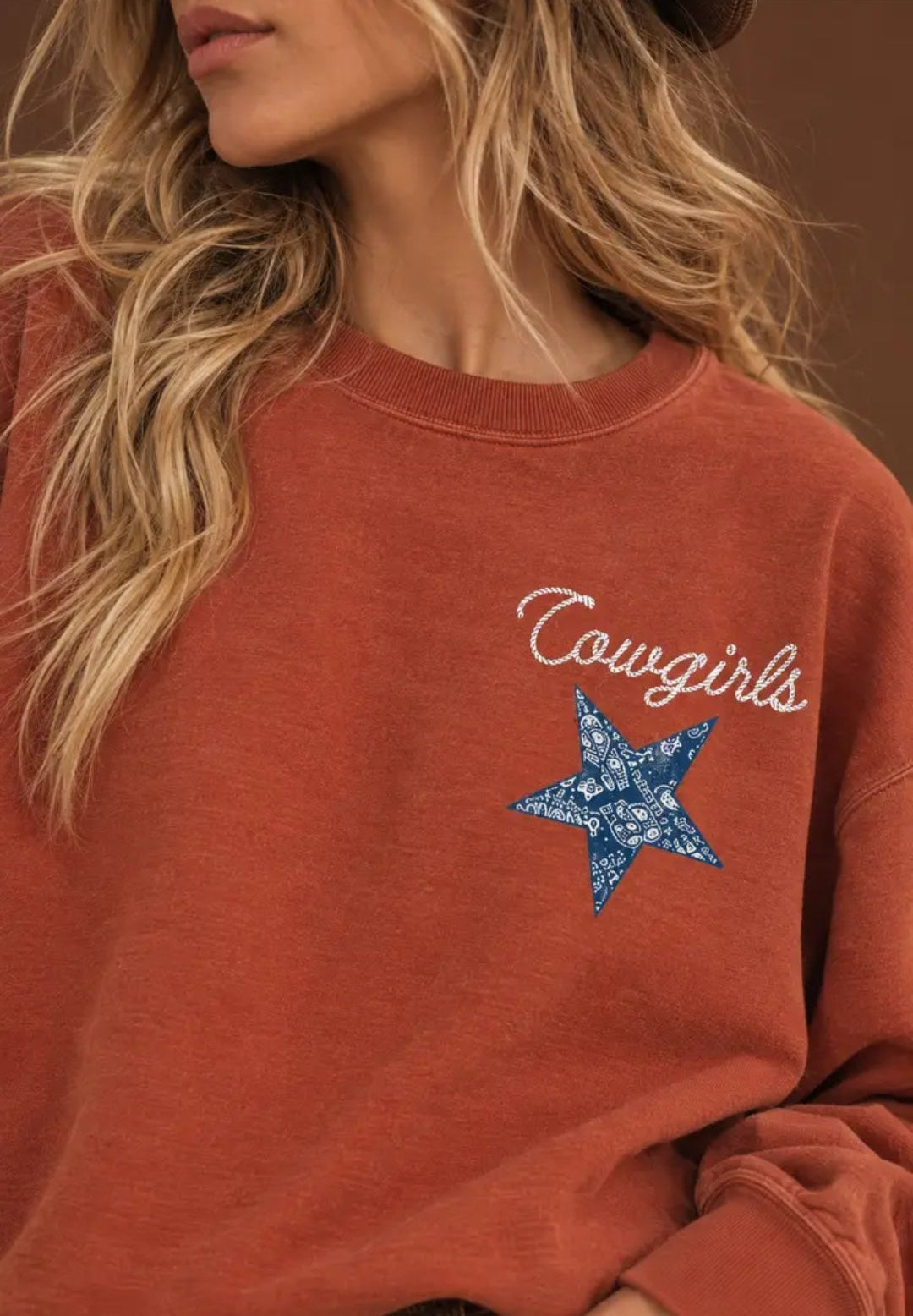 "Round Up Cowgirls" Rust Graphic Sweatshirt