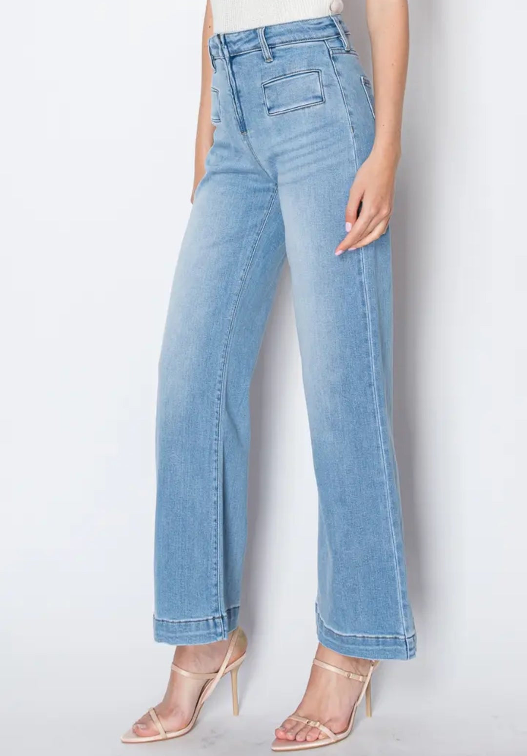 Front Pocket Flare High Rise Jeans