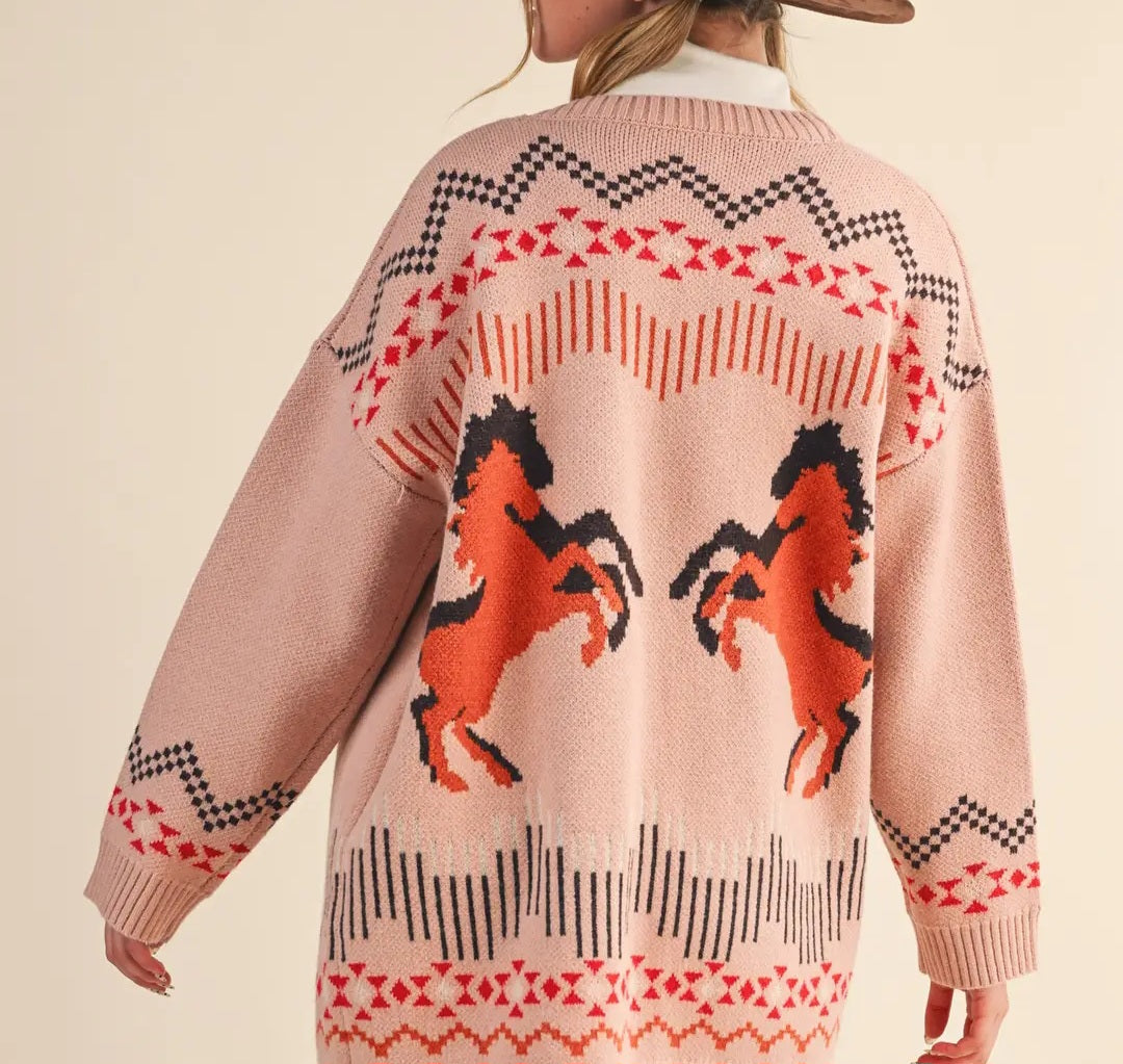 Western Horse Sweater Cardigan