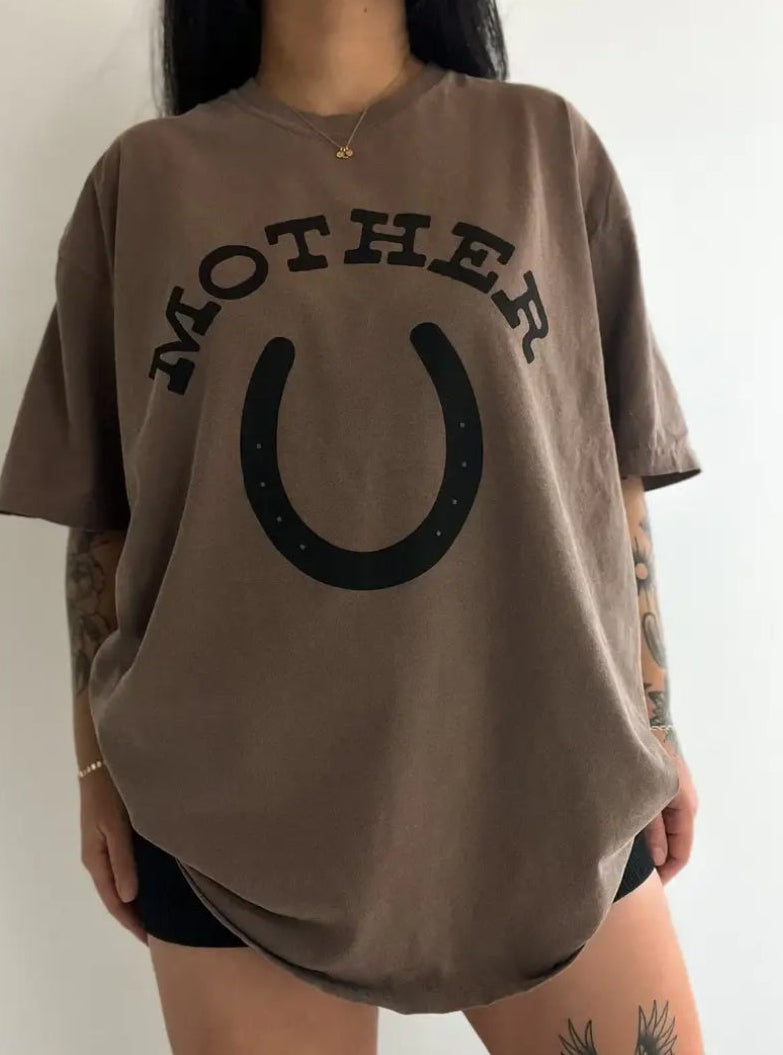 Mother Horseshoe Mom Western Oversized Graphic Tee