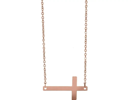 Stainless Steel Horizontal Cross Necklace