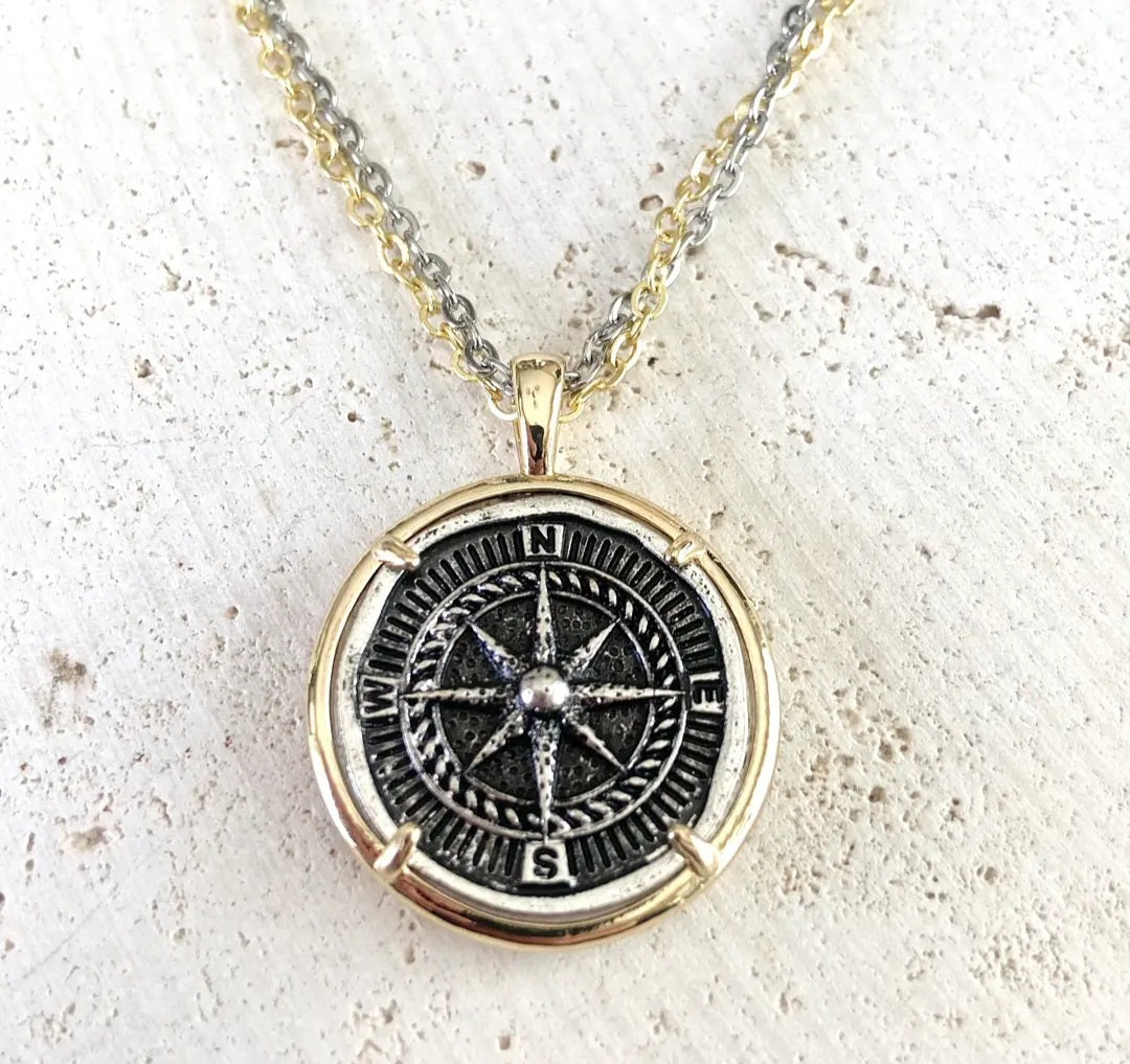 Compass Coin Necklace