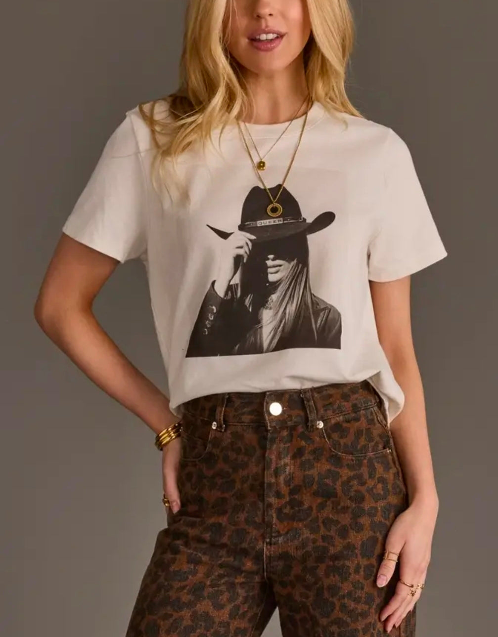Off White Cowgirl Graphic Tee