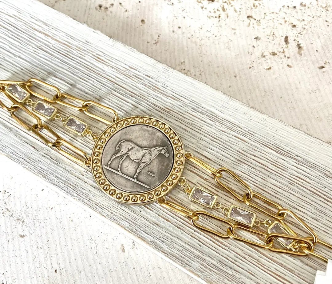 Country Western Horse Coin Bracelet