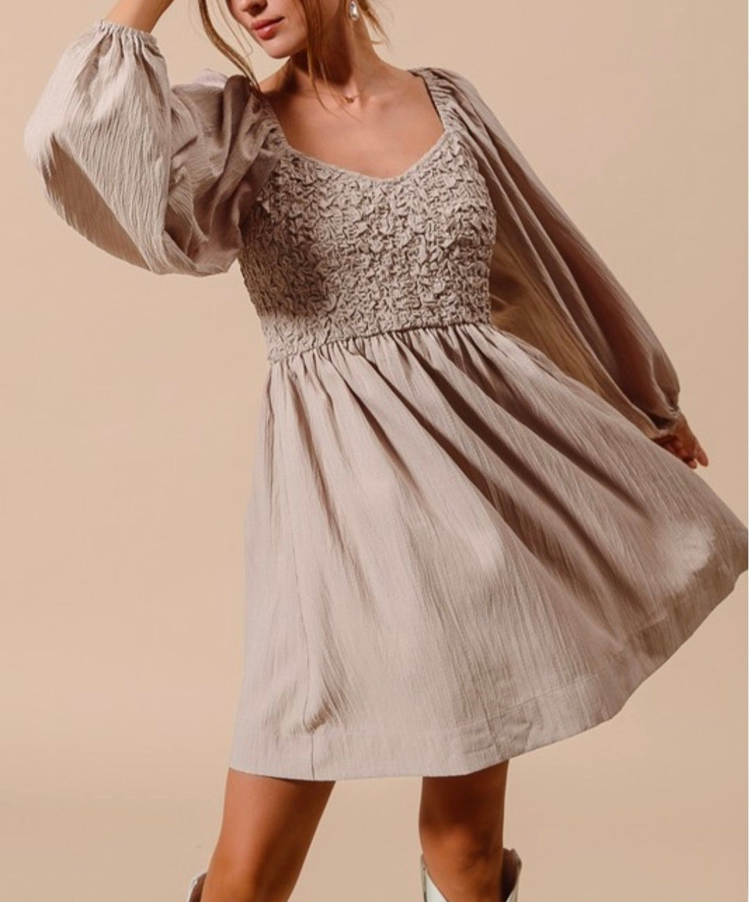 Textured Woven Smocked Dress