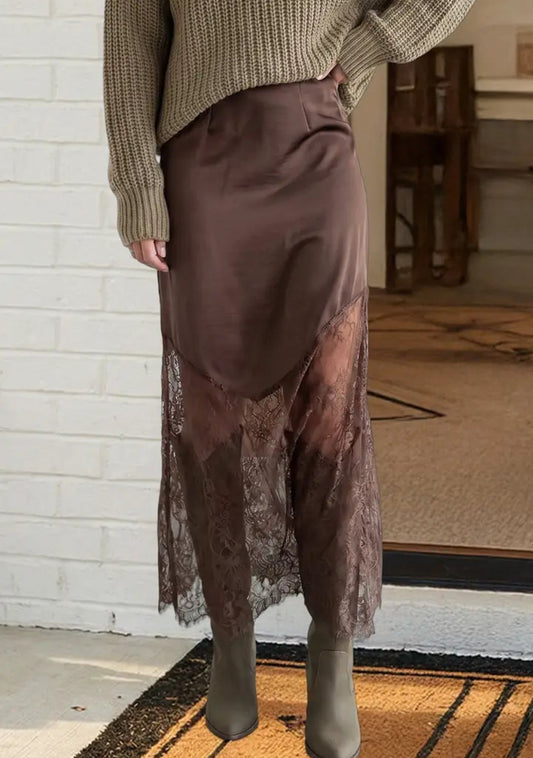 Las Lace Patchwork Maxi Skirt