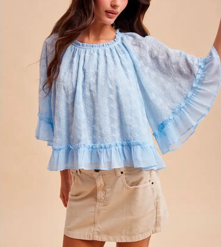 Embroidered Cape Top