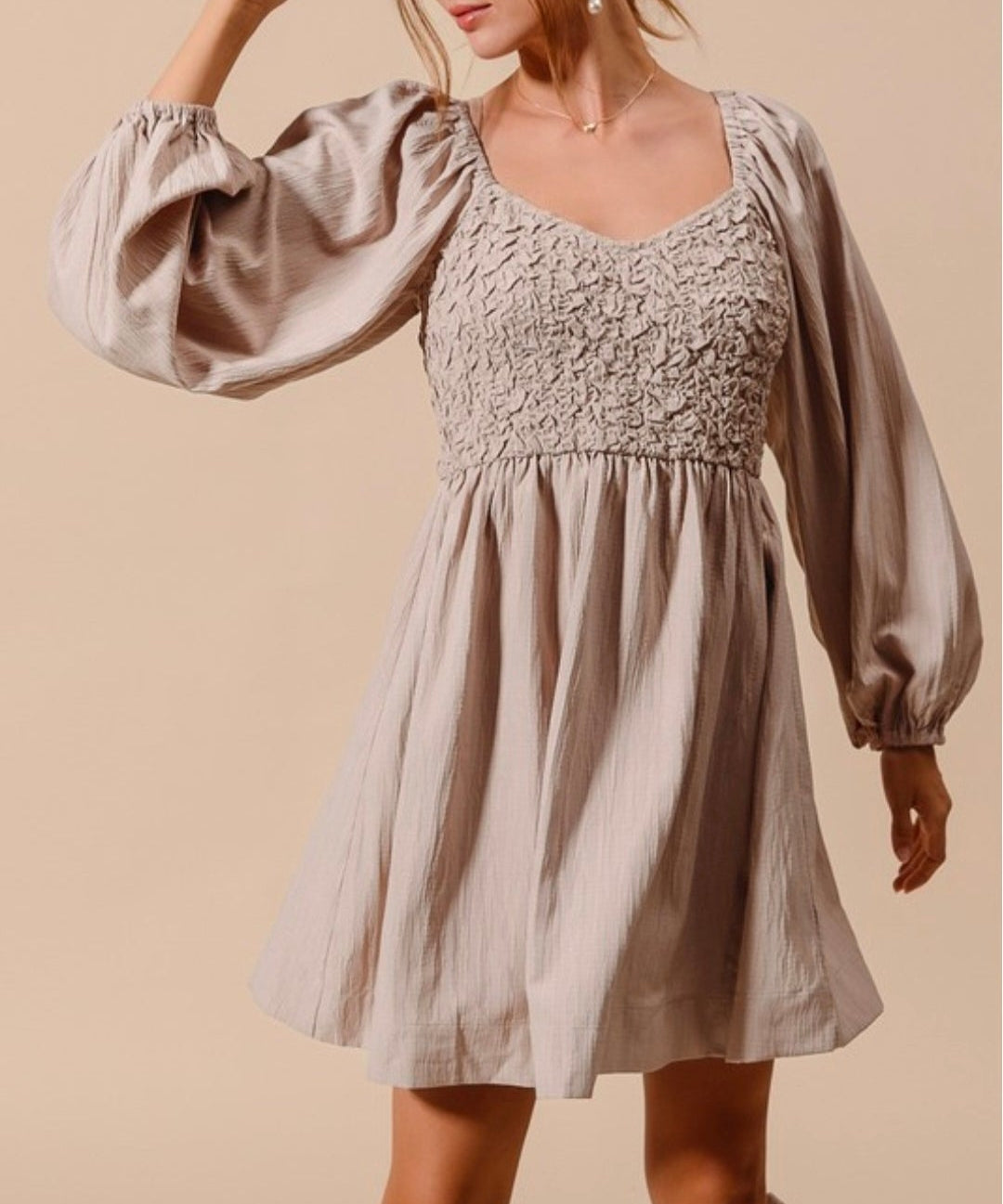 Textured Woven Smocked Dress
