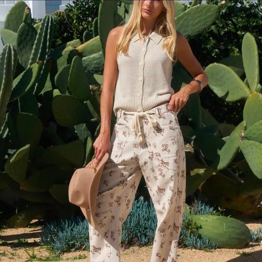 Western Cowboy Print Barrel Pants