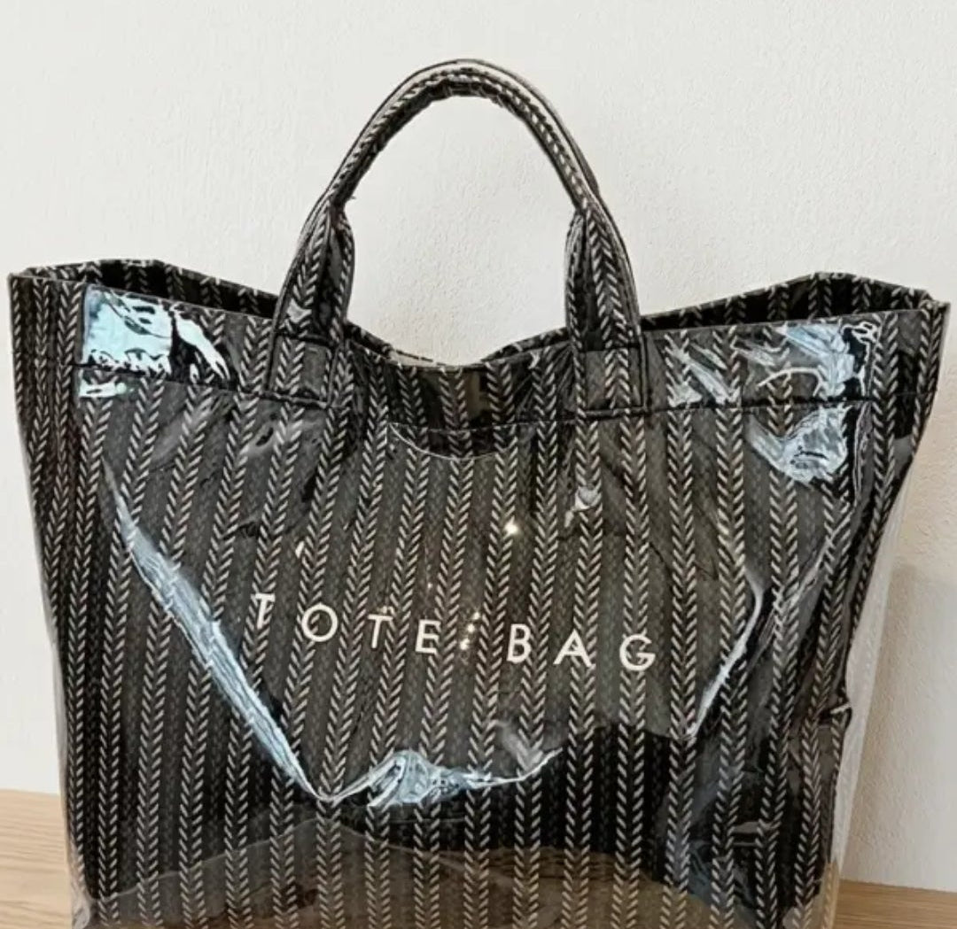 "TOTE BAG" Black W/ White Pinstripe