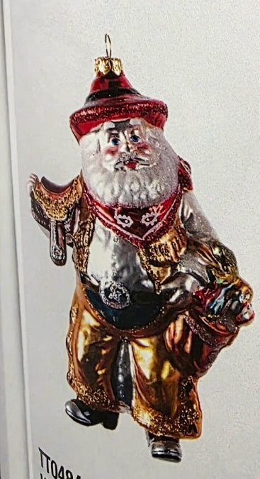 Cowboy Santa w/Saddle Ornament