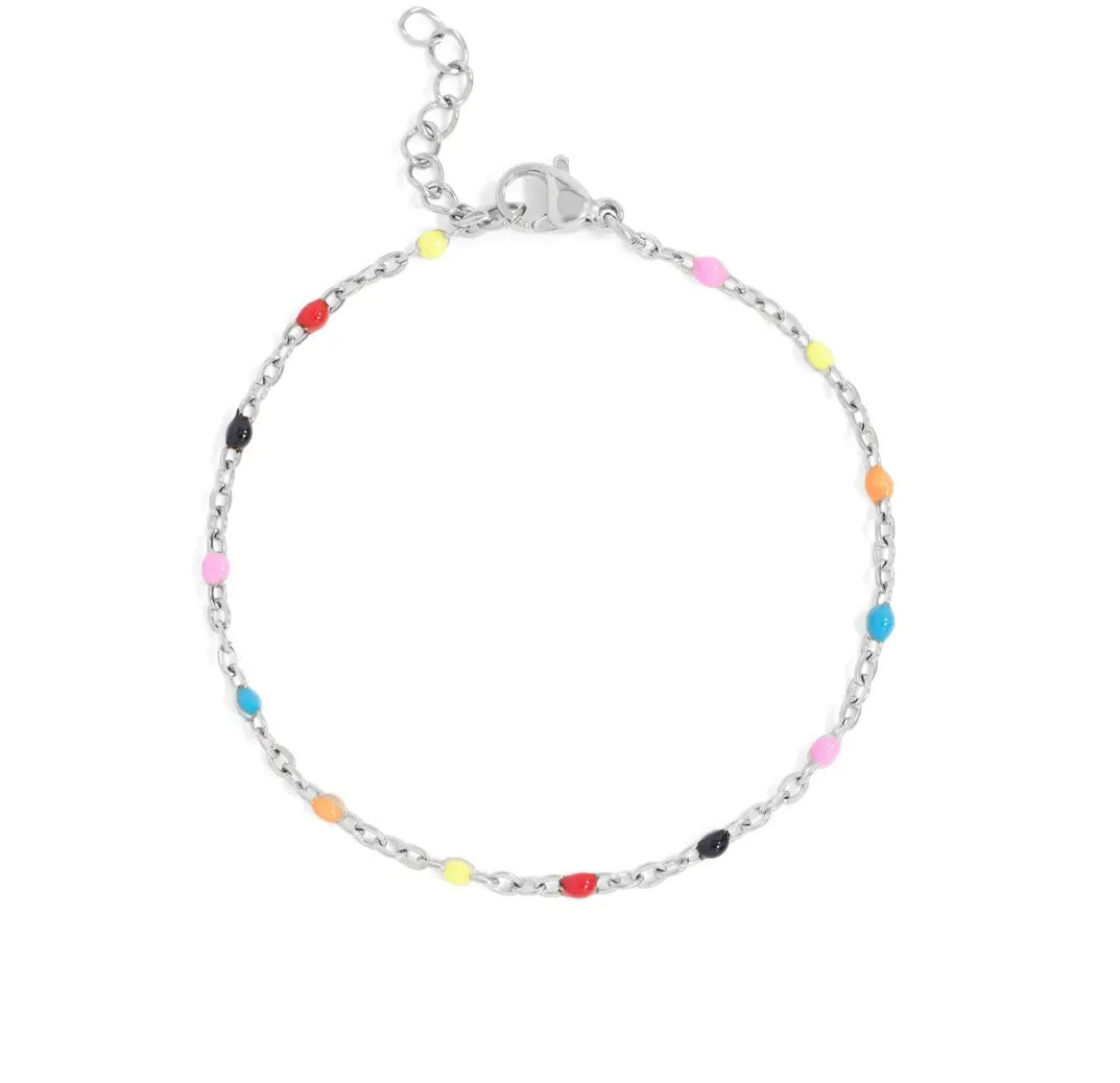 Multi Color Confetti Bracelet -18K Gold Pvd Stainless Steel